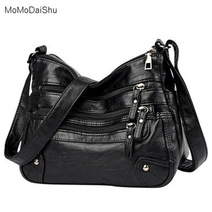 Women's Soft Leather Shoulder Bags Multi-Layer Crossbody Handbag Purse