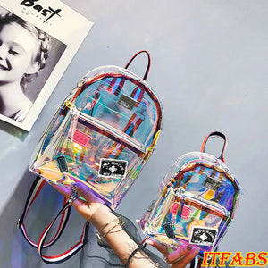 Laser Jelly Transparent Mini Backpack Girl School PVC