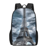 Eiffel Tower 3D Print School Bag Set for Kids