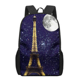 Eiffel Tower 3D Print School Bag Set for Kids
