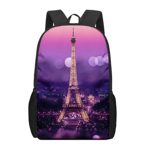 Eiffel Tower 3D Print School Bag Set for Kids