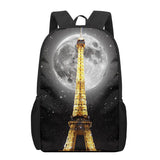 Eiffel Tower 3D Print School Bag Set for Kids