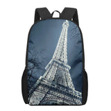 Eiffel Tower 3D Print School Bag Set for Kids