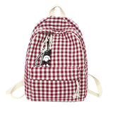 Plaid Canvas Backpacks for Women School Students Shoulder Bags