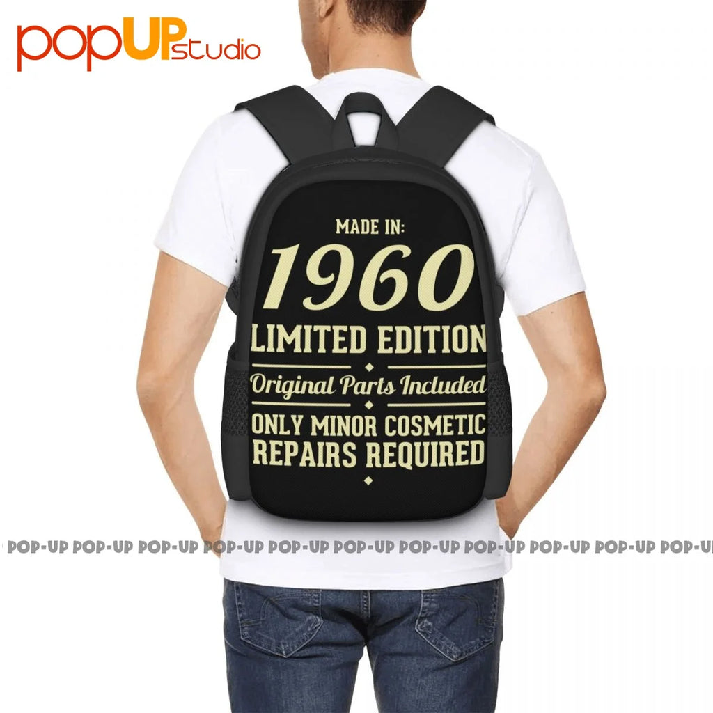 1960 Birth Year Backpack Vintage Shoe Bag Sports Bag