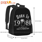 1980 Born 40th Year Birthday Age Backpack Large Capacity Bookbag