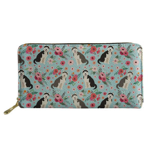 Husky Dog Print Zipper Wallet Women Leather Long Clutch Purse