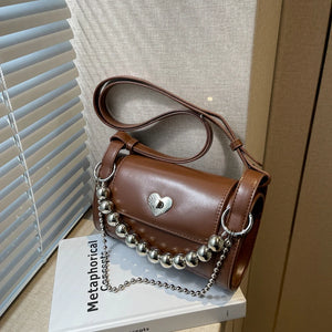 Boston Leather Women's Shoulder Bag Chain Crossbody Tote