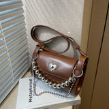 Boston Leather Women's Shoulder Bag Chain Crossbody Tote