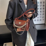 Boston Leather Women's Shoulder Bag Chain Crossbody Tote