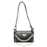 Boston Leather Women's Shoulder Bag Chain Crossbody Tote