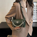 Boston Leather Women's Shoulder Bag Chain Crossbody Tote