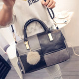Boston Patchwork PU Leather Women Bag Shoulder Handbag