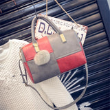 Boston Patchwork PU Leather Women Bag Shoulder Handbag