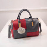 Boston Patchwork PU Leather Women Bag Shoulder Handbag