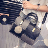 Boston Patchwork PU Leather Women Bag Shoulder Handbag