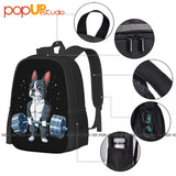 Boston Terrier Dog Weightlifting Deadlift Fitness Gym Backpack