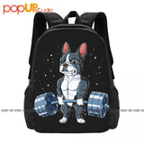 Boston Terrier Dog Weightlifting Deadlift Fitness Gym Backpack