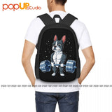 Boston Terrier Dog Weightlifting Deadlift Fitness Gym Backpack