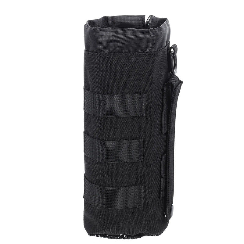 Canvas Water Bottle Holder with Shoulder Strap, Insulated Mesh Carrier Bag