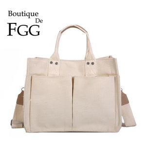 Canvas Large Women Casual Shoulder Bags with Handle