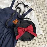 Bow Canvas Bag Shoulder Bag Women Casual Circular Ins Harajuku