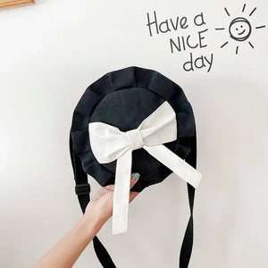 Bow Canvas Bag Shoulder Bag Women Casual Circular Ins Harajuku