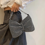 Rhinestone Evening Handbag Silvery Crystal Wedding Party Bag