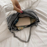 Rhinestone Evening Handbag Silvery Crystal Wedding Party Bag