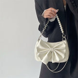 Y2K Bow Love Chain Shoulder Bag PU Leather Hot Girl Style Small Handbag