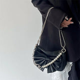 Y2K Bow Love Chain Shoulder Bag PU Leather Hot Girl Style Small Handbag