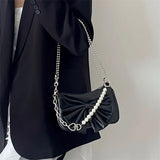 Y2K Bow Love Chain Shoulder Bag PU Leather Hot Girl Style Small Handbag