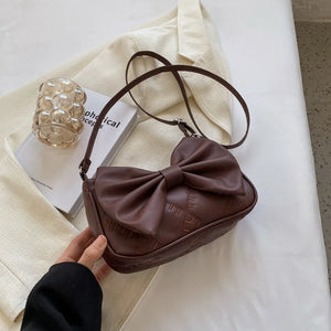 Bow Messenger Bags for Women Shoulder Bags Ladies Handbags Pu Leather Female Vin