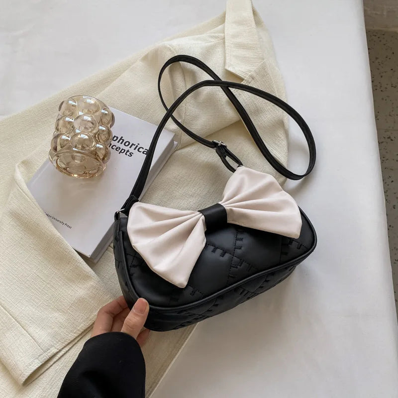 Bow Messenger Bags for Women Shoulder Bags Ladies Handbags Pu Leather Female Vin