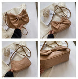 Bow Messenger Bags for Women Shoulder Bags Ladies Handbags Pu Leather Female Vin