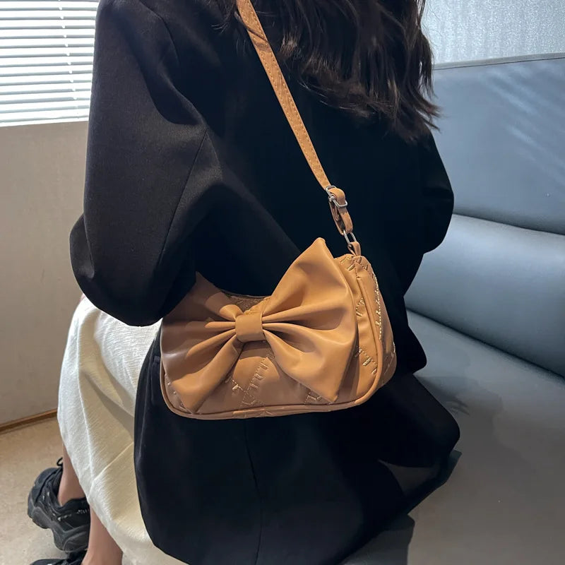 Bow Messenger Bags for Women Shoulder Bags Ladies Handbags Pu Leather Female Vin
