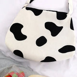 Canvas Shoulder Bag with Bow Pattern Large Capacity Tote