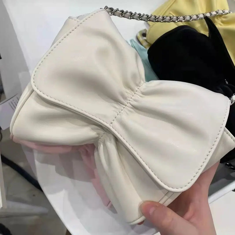 Bow Pleated Shoulder Bags Women Ins Sweet Ladies Underarm Bag