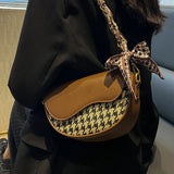 Bow Scarf Women's Shoulder Bag Geometric Crossbody Small Bag Girl's Purse