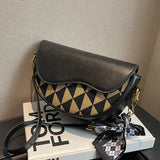 Bow Scarf Women's Shoulder Bag Geometric Crossbody Small Bag Girl's Purse