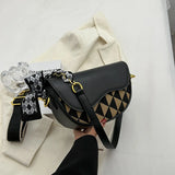 Bow Scarf Women's Shoulder Bag Geometric Crossbody Small Bag Girl's Purse