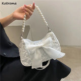 Bow Shoulder Bags Women Folds Cross-body Underarm Bag Females