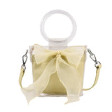 Bow Tie Round Handle Totes Mini Clear PVC Crossbody Bag for Women