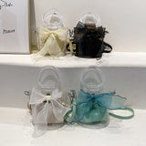 Bow Tie Round Handle Totes Mini Clear PVC Crossbody Bag for Women
