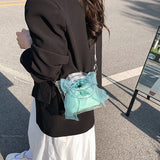 Bow Tie Round Handle Totes Mini Clear PVC Crossbody Bag for Women
