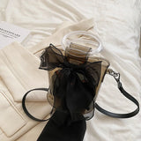Bow Tie Round Handle Totes Mini Clear PVC Crossbody Bag for Women