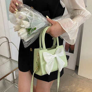 Bowknot Women Shoulder Bags INS Female Tote Bag Solid Crossbody Handbags