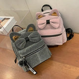 Bowknot School Bags for Teenage Girls Child Book Bags Cattoon Backpack