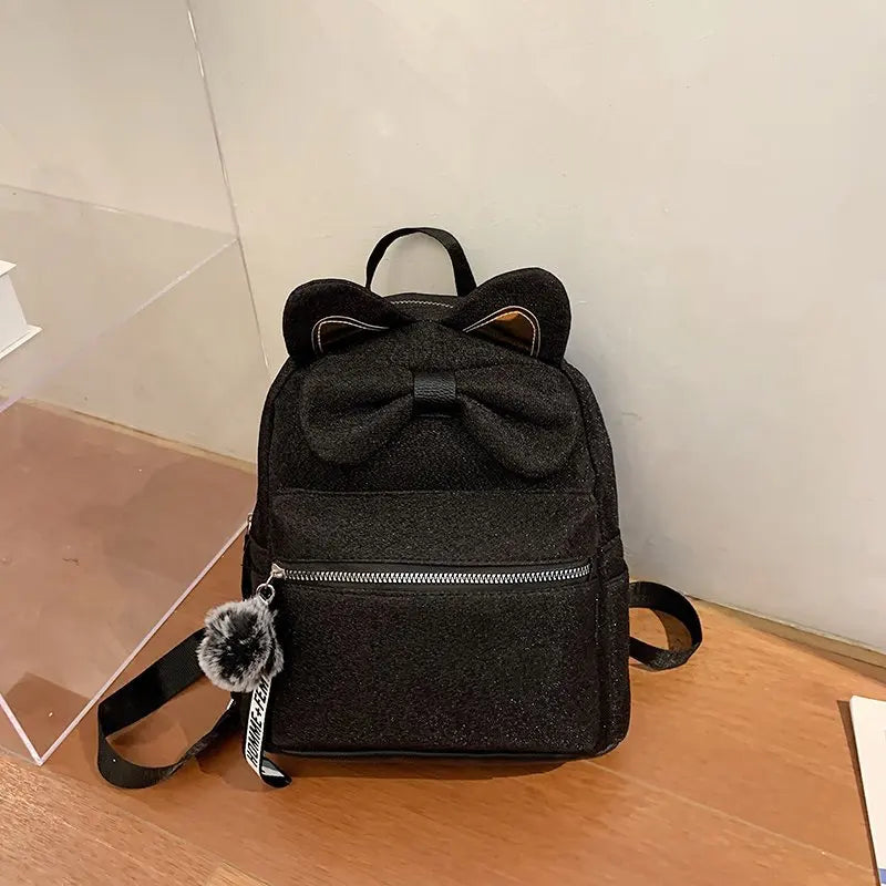 Bowknot School Bags for Teenage Girls Child Book Bags Cattoon Backpack