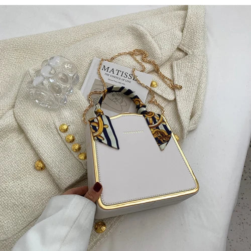 PU Leather Crossbody Sling Bag For Women Handbags With Chain Long Belt